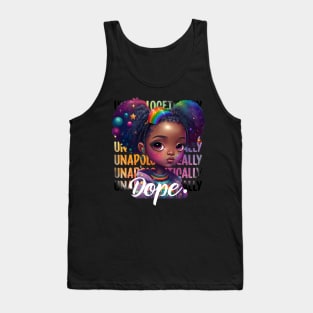 Unapologetically Dope Cute Black Girl Magic Rainbow Afro Puff Tank Top